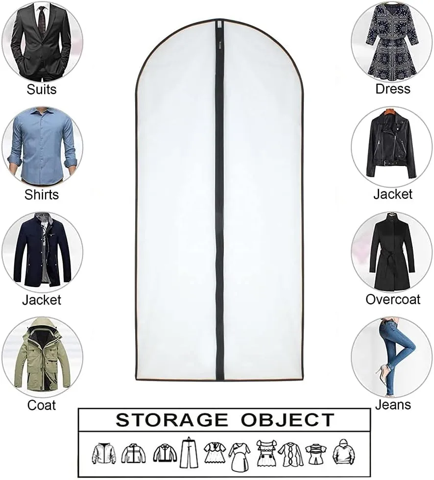 Hanging Garment Bag 24''x60'' Lightweight Clear Full Zipper Black Dress Bags (Set of 6) PEVA Garment Breathable Bags Cover for Closet Clothes Storage (24'' X 60'', Black   Balls)