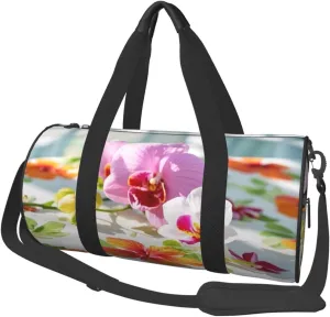 Hawaiian flower print Print Round Large Capacity Travel Luggage Bags,Men's and Women's Hand-Held Travel Clothing Bags