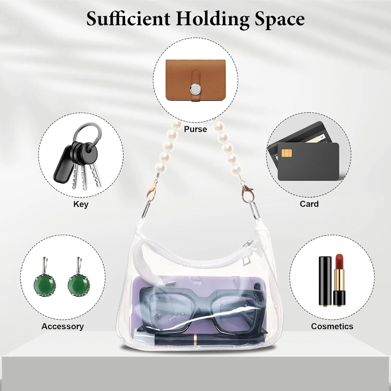 Heliltd Clear Purse for Stadium Events Small Clear Bag Stadium Approved Bag With 3 Strap Stadium Approved Bags for Concerts