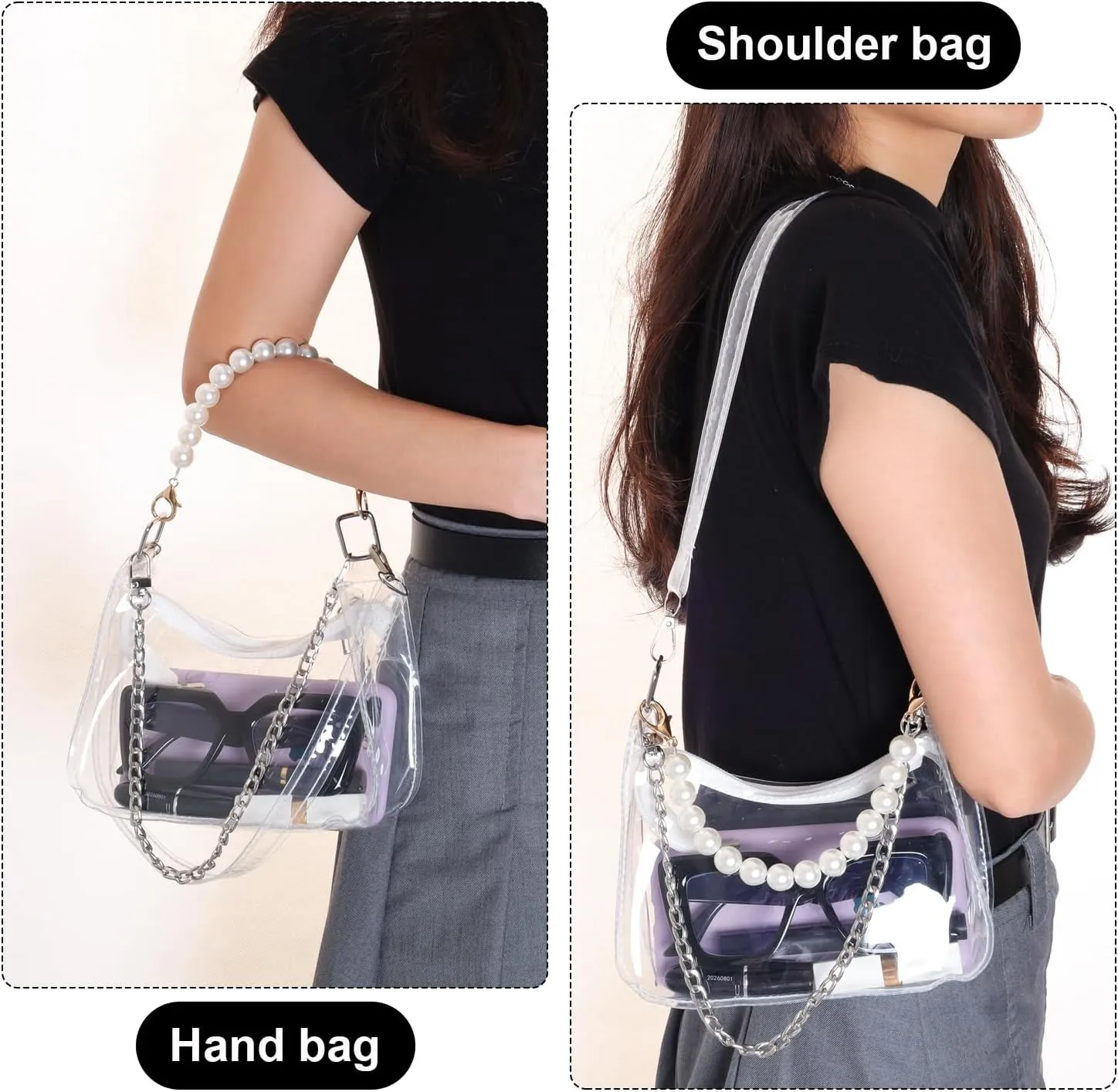 Heliltd Clear Purse for Stadium Events Small Clear Bag Stadium Approved Bag With 3 Strap Stadium Approved Bags for Concerts