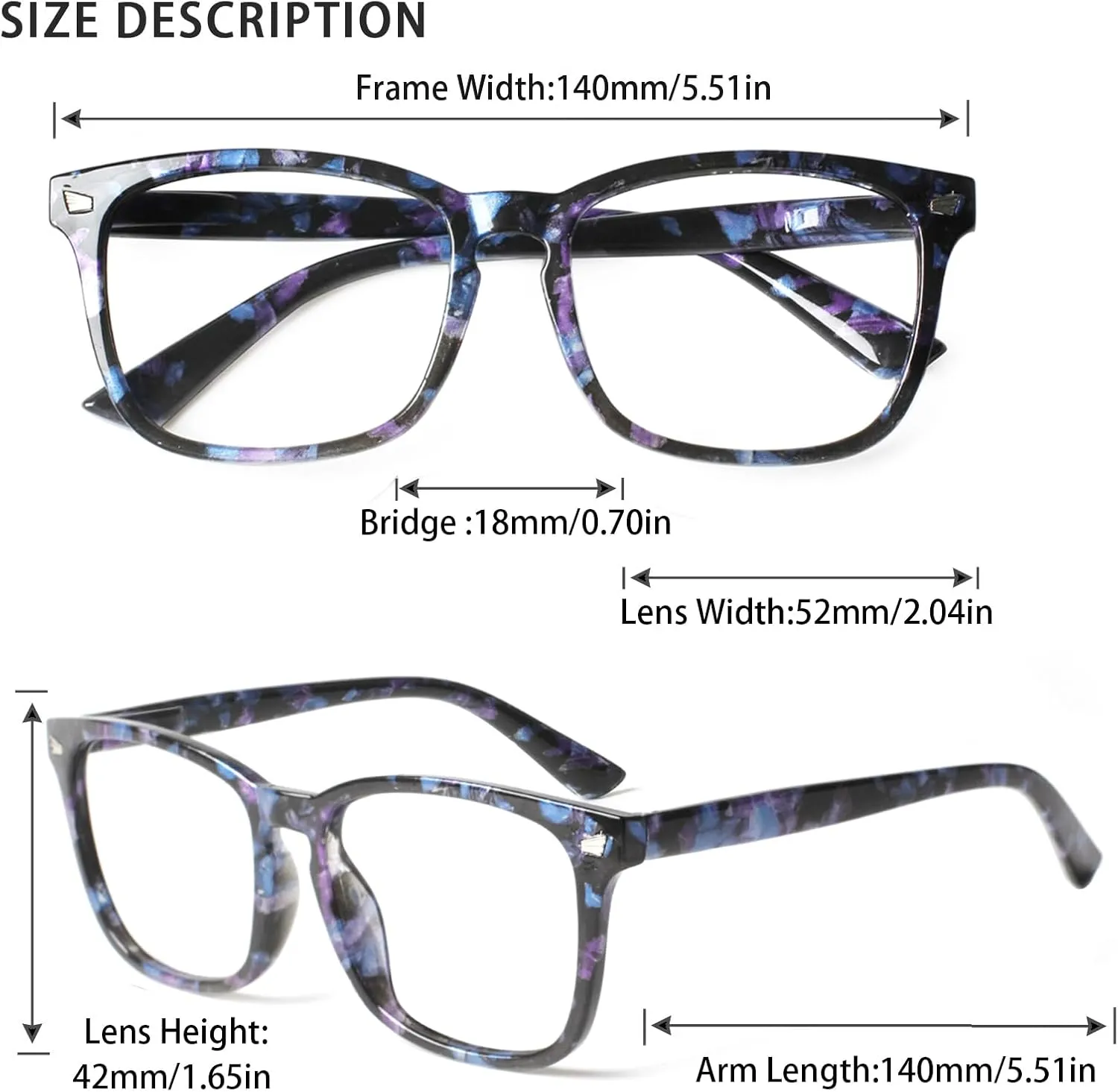 Henotin 5-Pack Blue Light Blocking Reading Glasses Women Men,Spring Hinge Computer Readers,Anti UV Ray Square Nerd Eyeglasses (Mixed Color-D, 1.25)