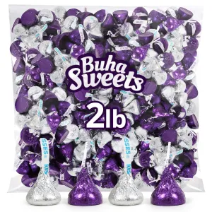 Hershey Bulk Milk & Dark Chocolate Kisses Candy 2 Pound - Individually Wrapped Smooth & Rich Chocolate Kisses Assortment For Parties, Gifts & Treats - Approx 200 Pieces