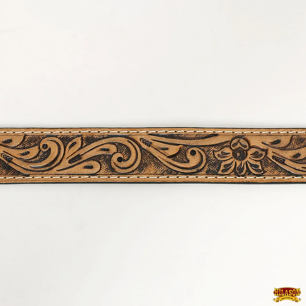 HILASON Western Genuine Leather Belt for Men Women Cowboy Cowgirl Handmade Unisex Full Grain Heavy Duty Floral Tooled Belt