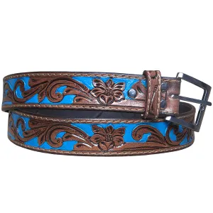 HILASON Western Genuine Leather Belt for Men Women Cowboy Cowgirl Handmade Unisex Full Grain Heavy Duty Floral Tooled Belt