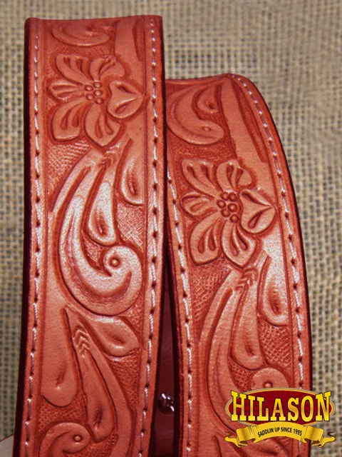 HILASON Western Genuine Leather Belt for Men Women Cowboy Cowgirl Handmade Unisex Full Grain Heavy Duty Floral Tooled Belt