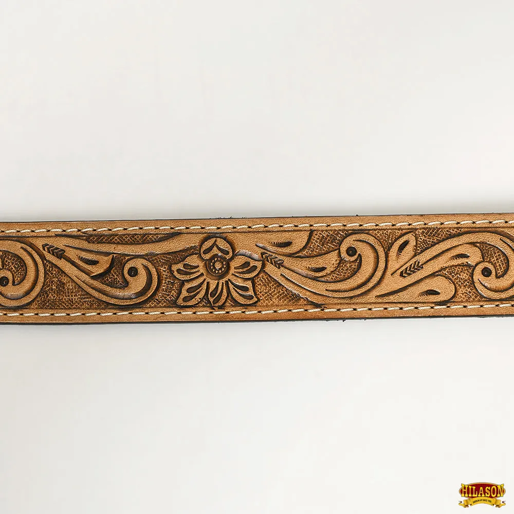 HILASON Western Genuine Leather Belt for Men Women Cowboy Cowgirl Handmade Unisex Full Grain Heavy Duty Floral Tooled Belt