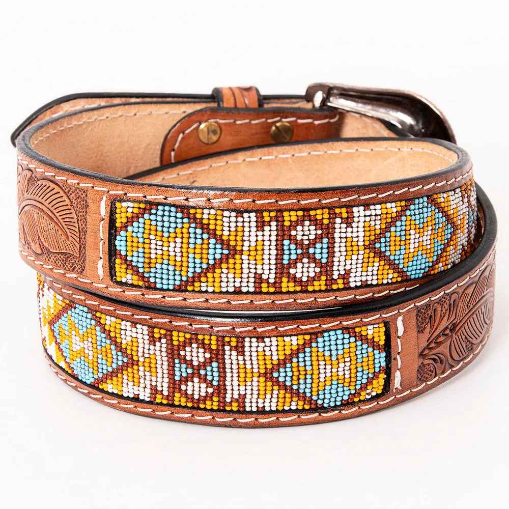 HILASON Western Genuine Leather Belt for Men Women Cowboy Cowgirl Handmade Unisex Full Grain Heavy Duty Tooled Beaded Belt