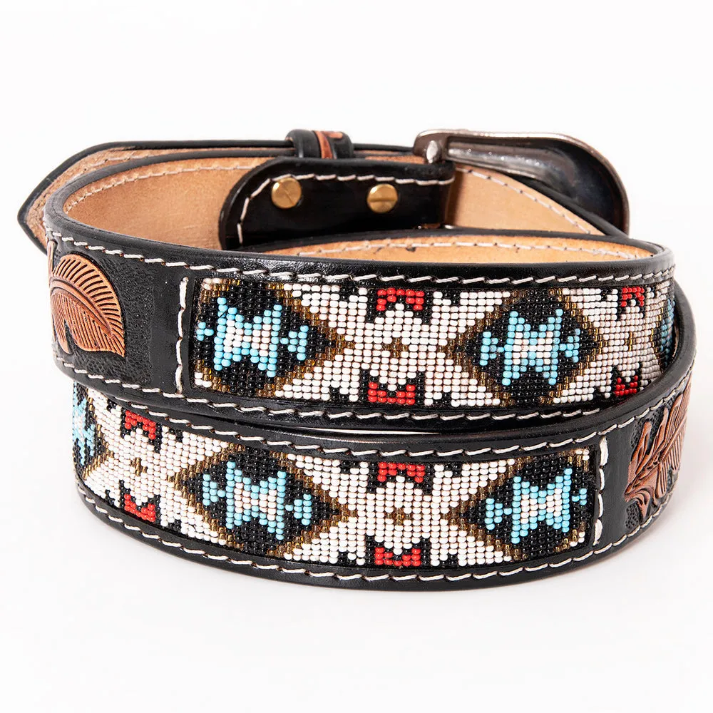 HILASON Western Genuine Leather Belt for Men Women Cowboy Cowgirl Handmade Unisex Full Grain Heavy Duty Tooled Beaded Belt
