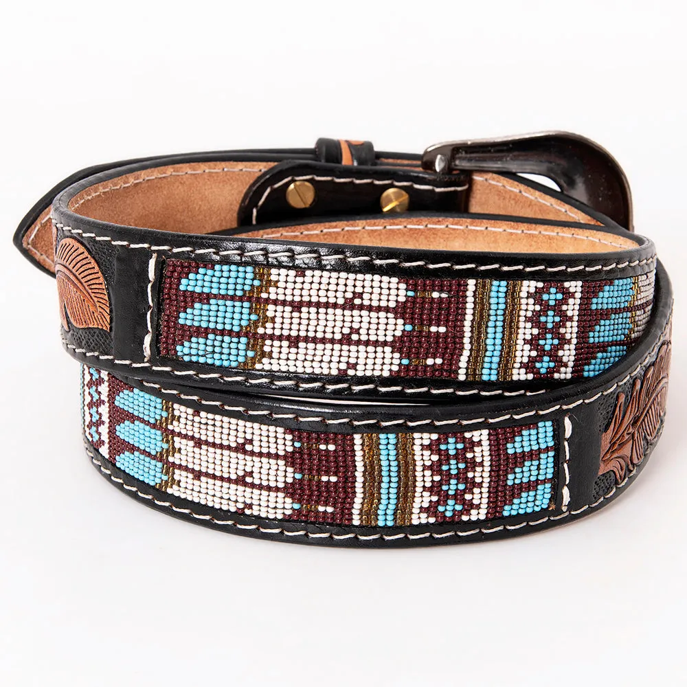 HILASON Western Genuine Leather Belt for Men Women Cowboy Cowgirl Handmade Unisex Full Grain Heavy Duty Tooled Beaded Belt