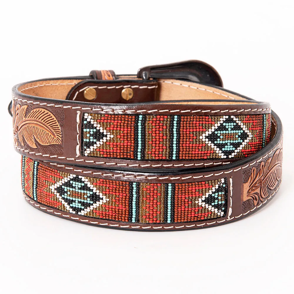 HILASON Western Genuine Leather Belt for Men Women Cowboy Cowgirl Handmade Unisex Full Grain Heavy Duty Tooled Beaded Belt