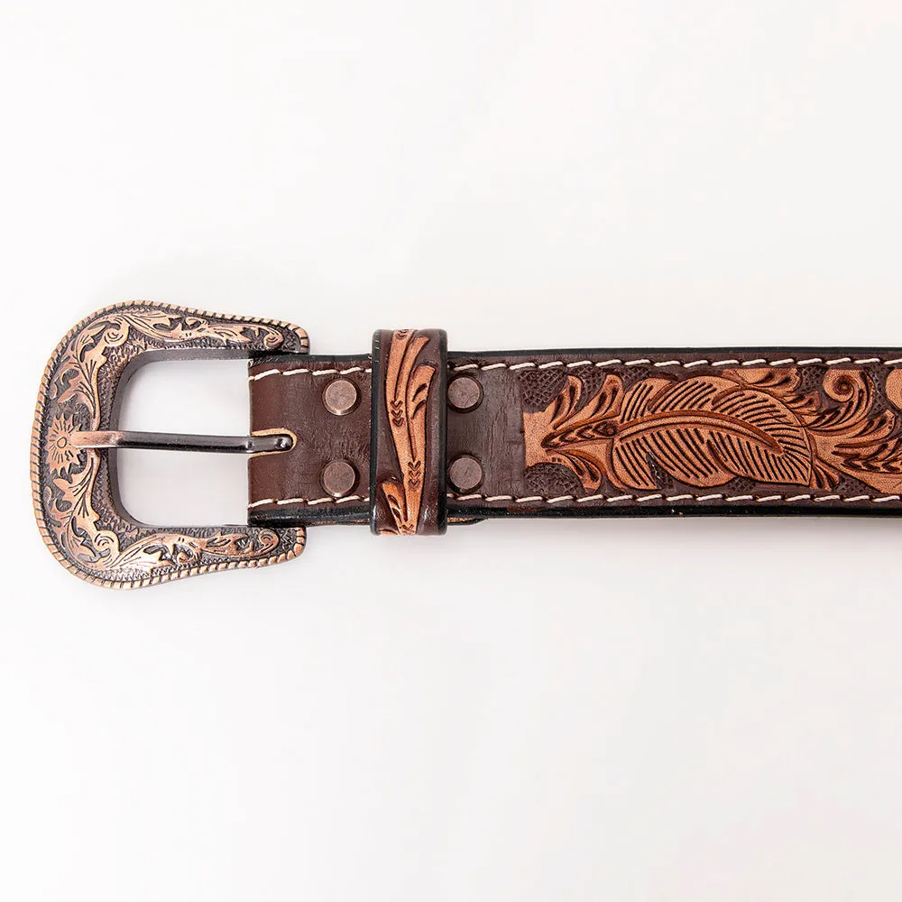 HILASON Western Genuine Leather Belt for Men Women Cowboy Cowgirl Handmade Unisex Full Grain Heavy Duty Tooled Beaded Belt