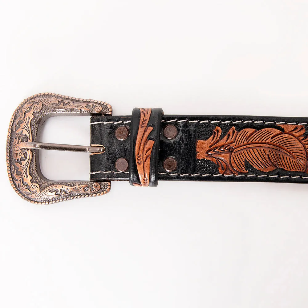 HILASON Western Genuine Leather Belt for Men Women Cowboy Cowgirl Handmade Unisex Full Grain Heavy Duty Tooled Beaded Belt