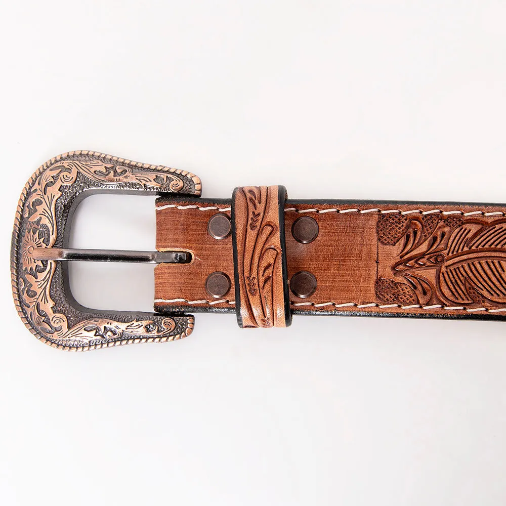 HILASON Western Genuine Leather Belt for Men Women Cowboy Cowgirl Handmade Unisex Full Grain Heavy Duty Tooled Beaded Belt