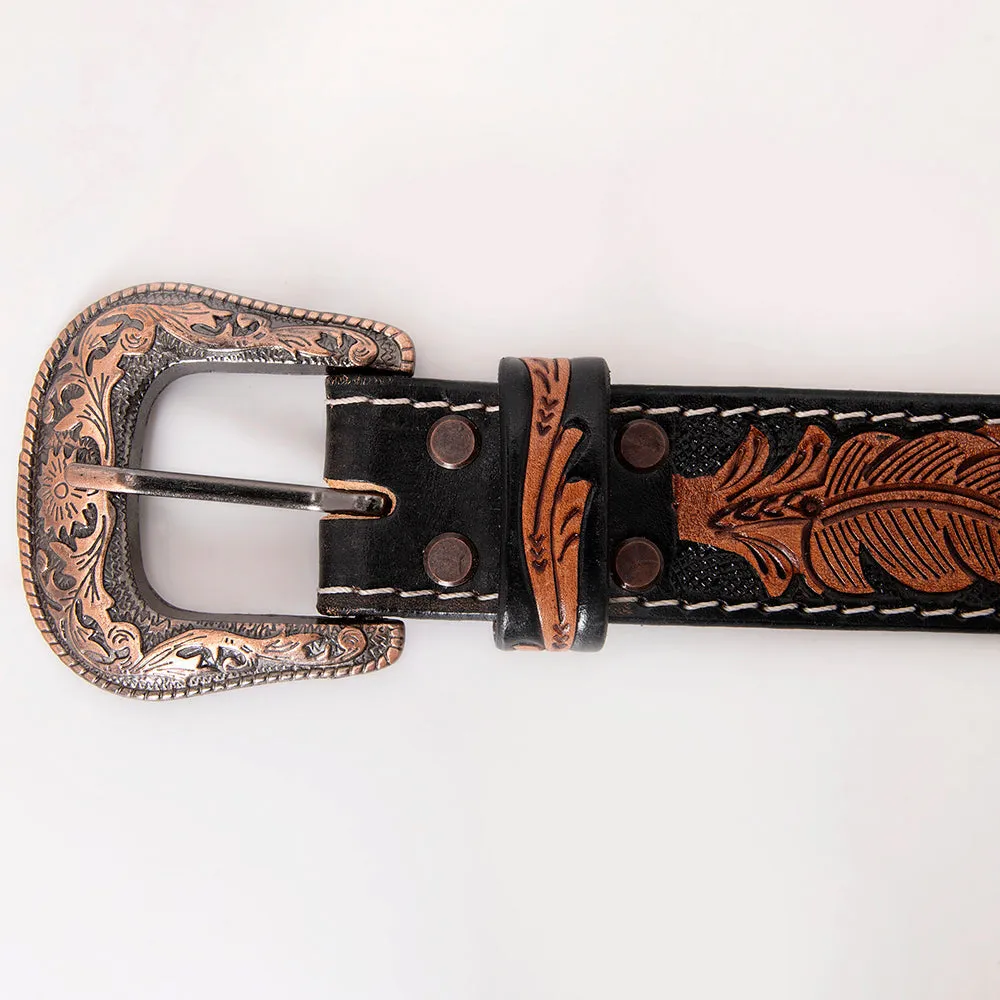 HILASON Western Genuine Leather Belt for Men Women Cowboy Cowgirl Handmade Unisex Full Grain Heavy Duty Tooled Beaded Belt