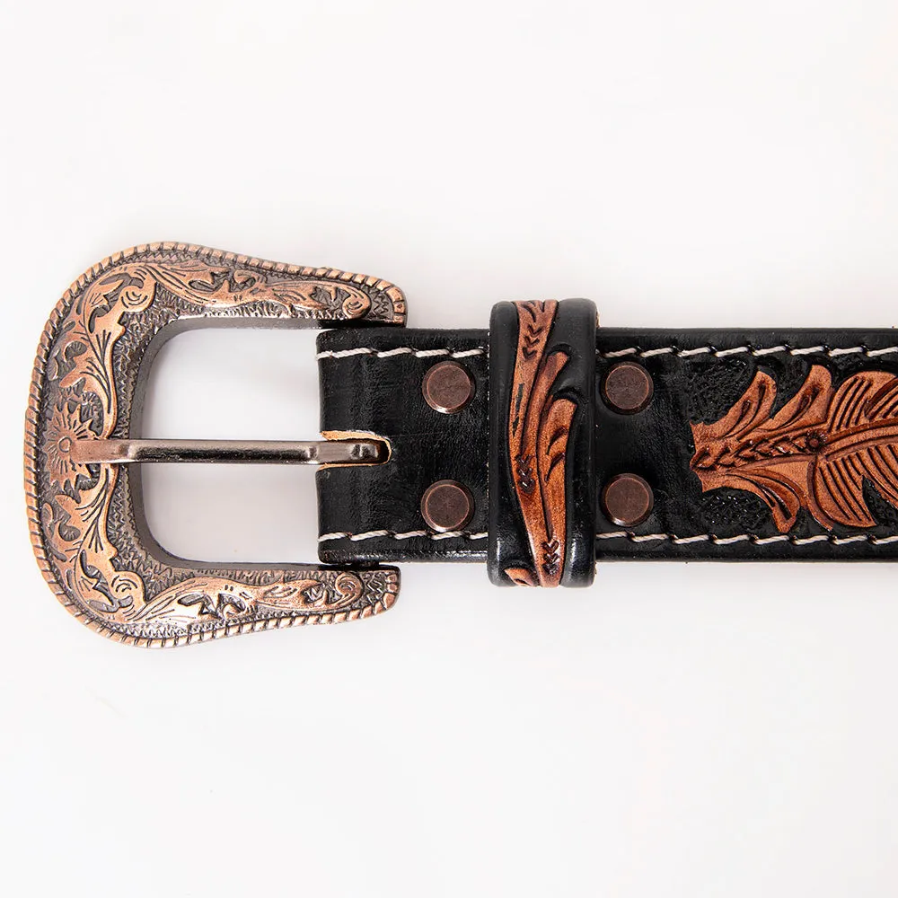 HILASON Western Genuine Leather Belt for Men Women Cowboy Cowgirl Handmade Unisex Full Grain Heavy Duty Tooled Beaded Belt