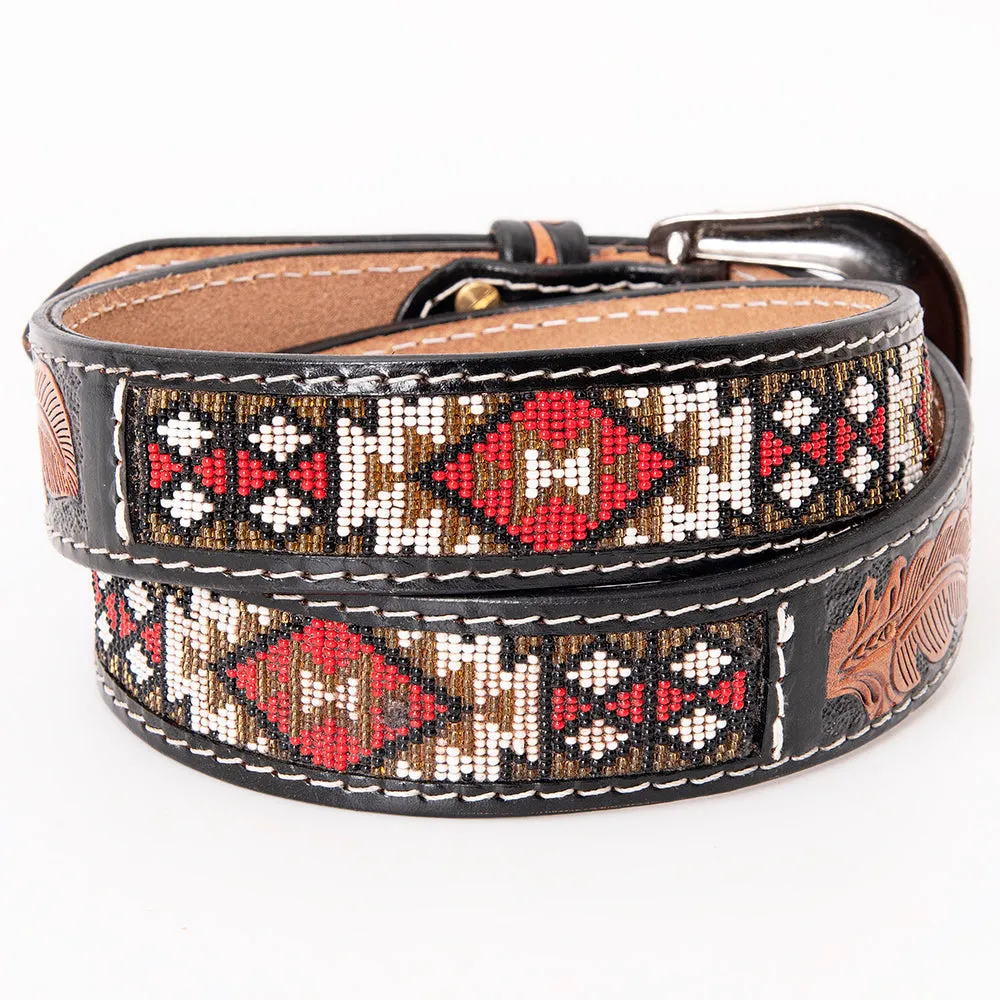HILASON Western Genuine Leather Belt for Men Women Cowboy Cowgirl Handmade Unisex Full Grain Heavy Duty Tooled Beaded Belt