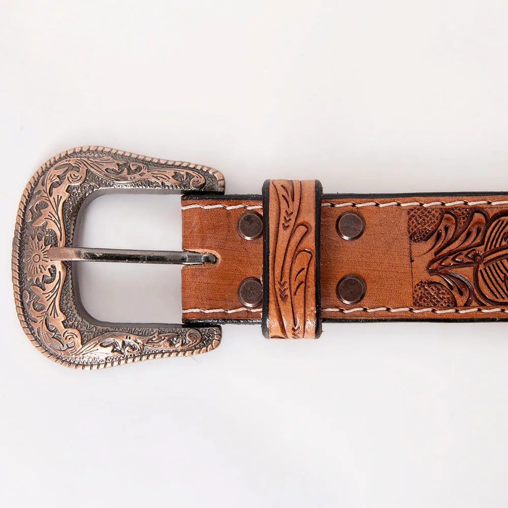 HILASON Western Genuine Leather Belt for Men Women Cowboy Cowgirl Handmade Unisex Full Grain Heavy Duty Tooled Beaded Belt