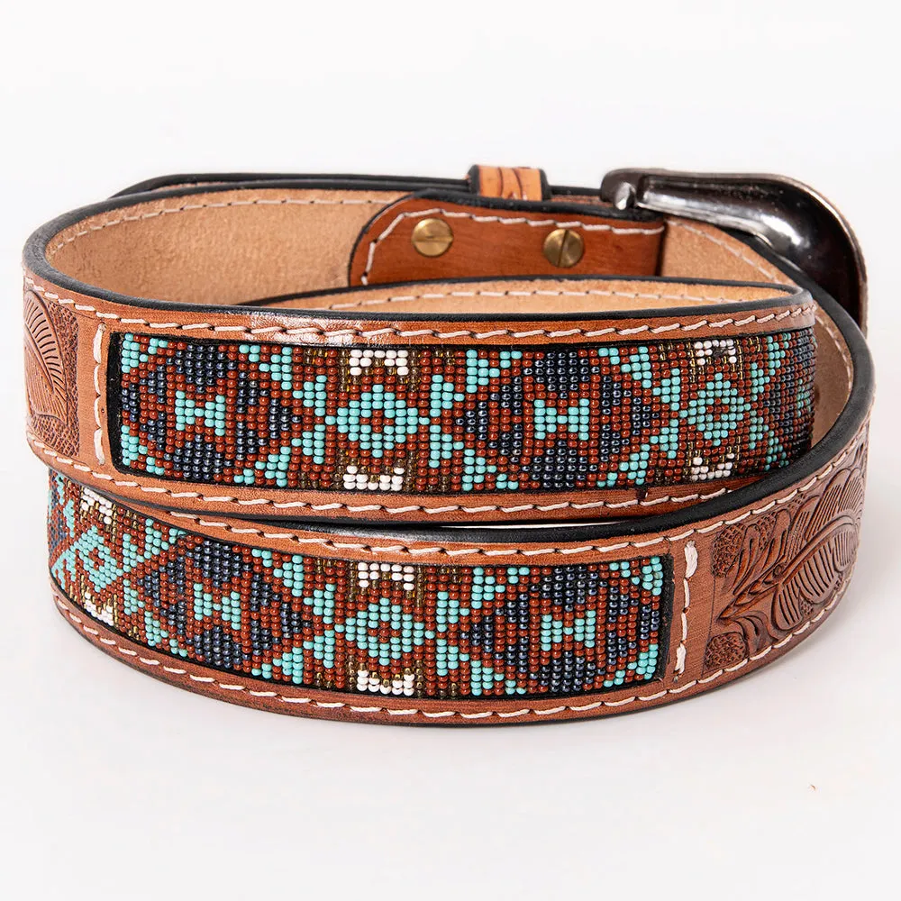 HILASON Western Genuine Leather Belt for Men Women Cowboy Cowgirl Handmade Unisex Full Grain Heavy Duty Tooled Beaded Belt