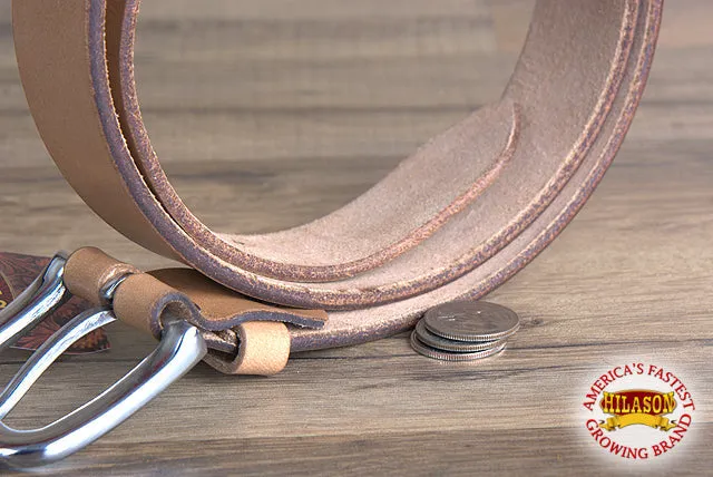 HILASON Western Genuine Leather Belt for Men Women Cowboy Cowgirl Handmade Unisex Full Grain Heavy Duty Tooled Belt for Jeans