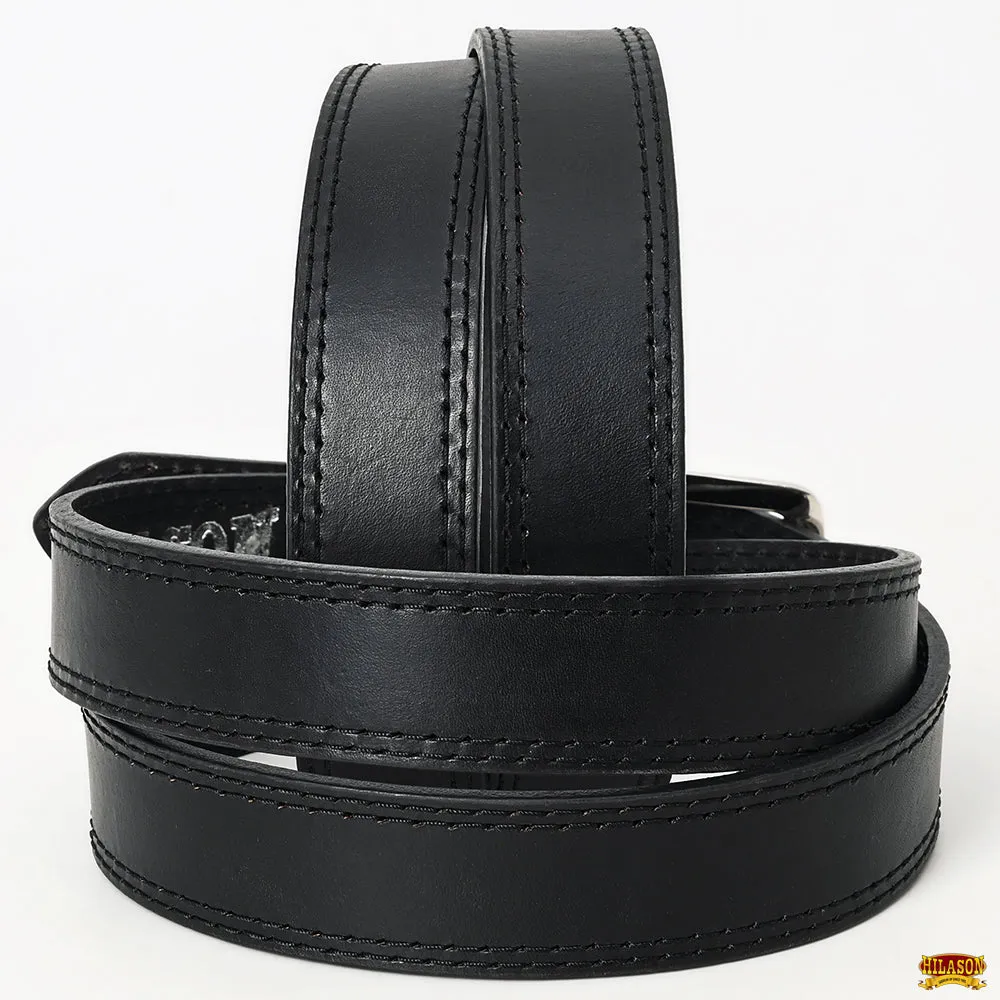 HILASON Western Genuine Leather Belt for Men Women Cowboy Cowgirl Handmade Unisex Full Grain Heavy Duty Tooled Belt for Jeans