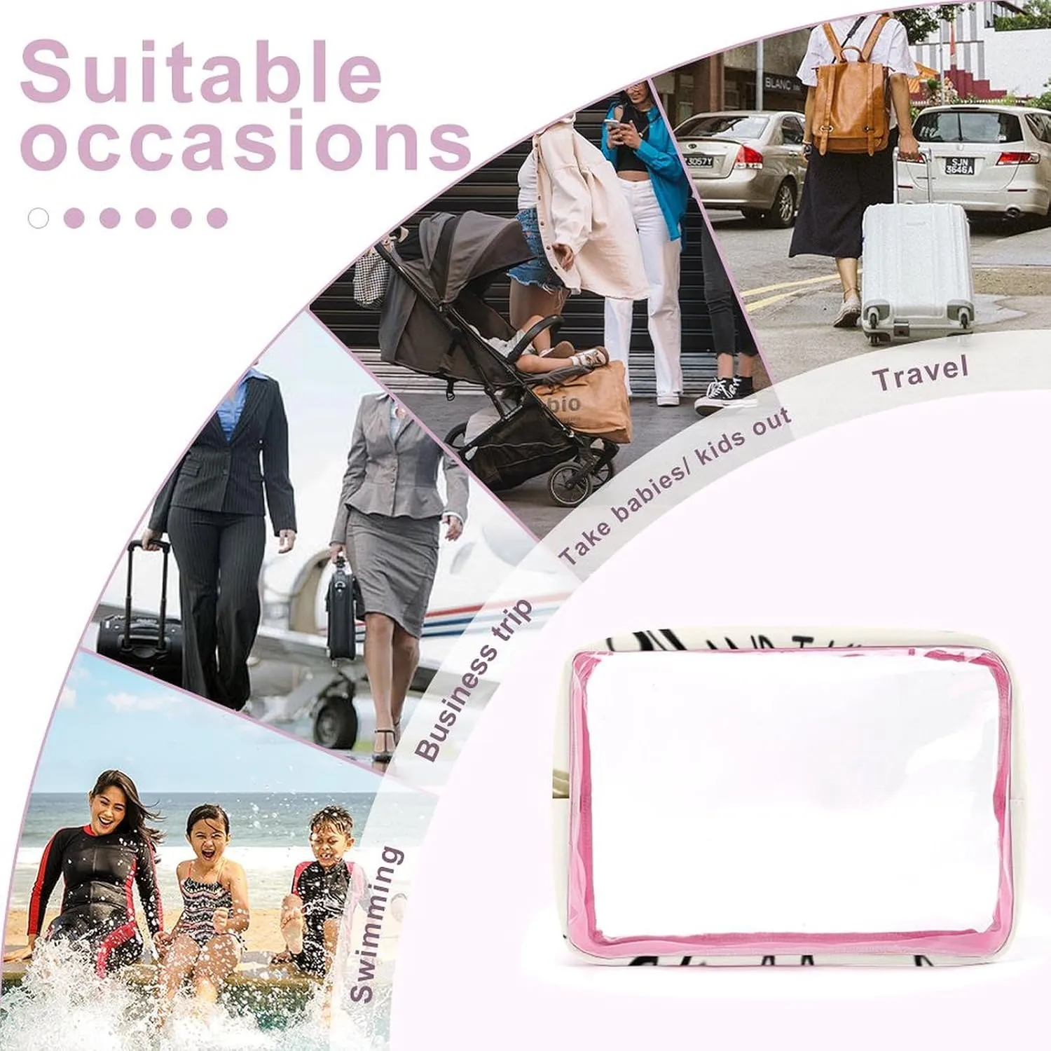 'His Eyes Are on The Sparrow Transparent Storage Bag, 5-piece Makeup Bag Set, Transparent PVC with Portable Travel Storage Bag Pink-style