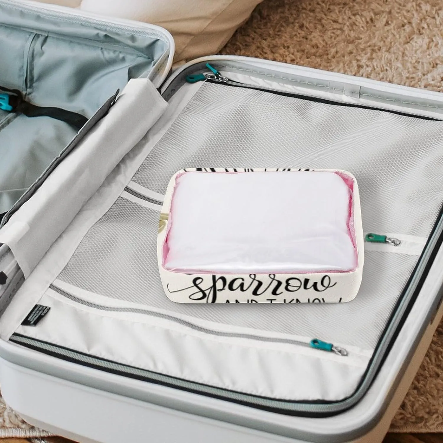 'His Eyes Are on The Sparrow Transparent Storage Bag, 5-piece Makeup Bag Set, Transparent PVC with Portable Travel Storage Bag Pink-style