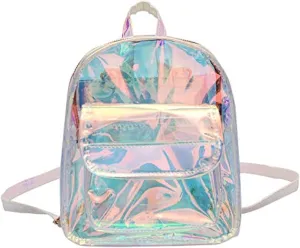 Holographic Daypack Waterproof Transparent Shoulder Bag Casual See Through Satchel for Concert Sport Travel,Silver 6#