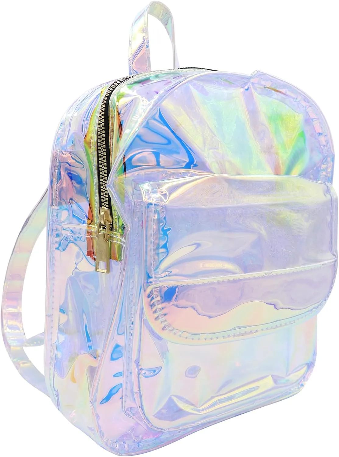 Holographic Daypack Waterproof Transparent Shoulder Bag Casual See Through Satchel for Concert Sport Travel,Silver 6#