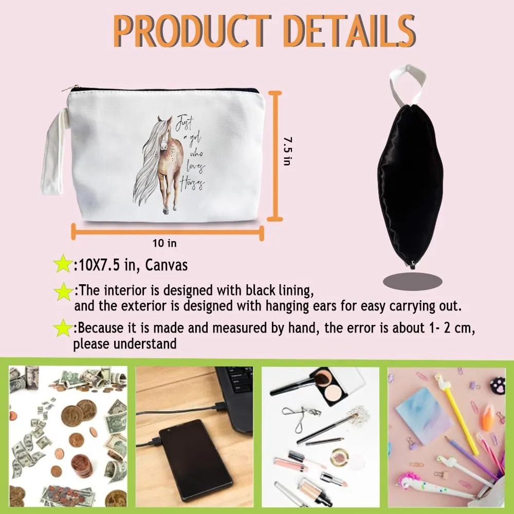 Horse Print Makeup Bag-Western Makeup Bag, Horse Western Themed Lover Gifts for Girls Mom Women, Cosmetic Travel Bags for Women