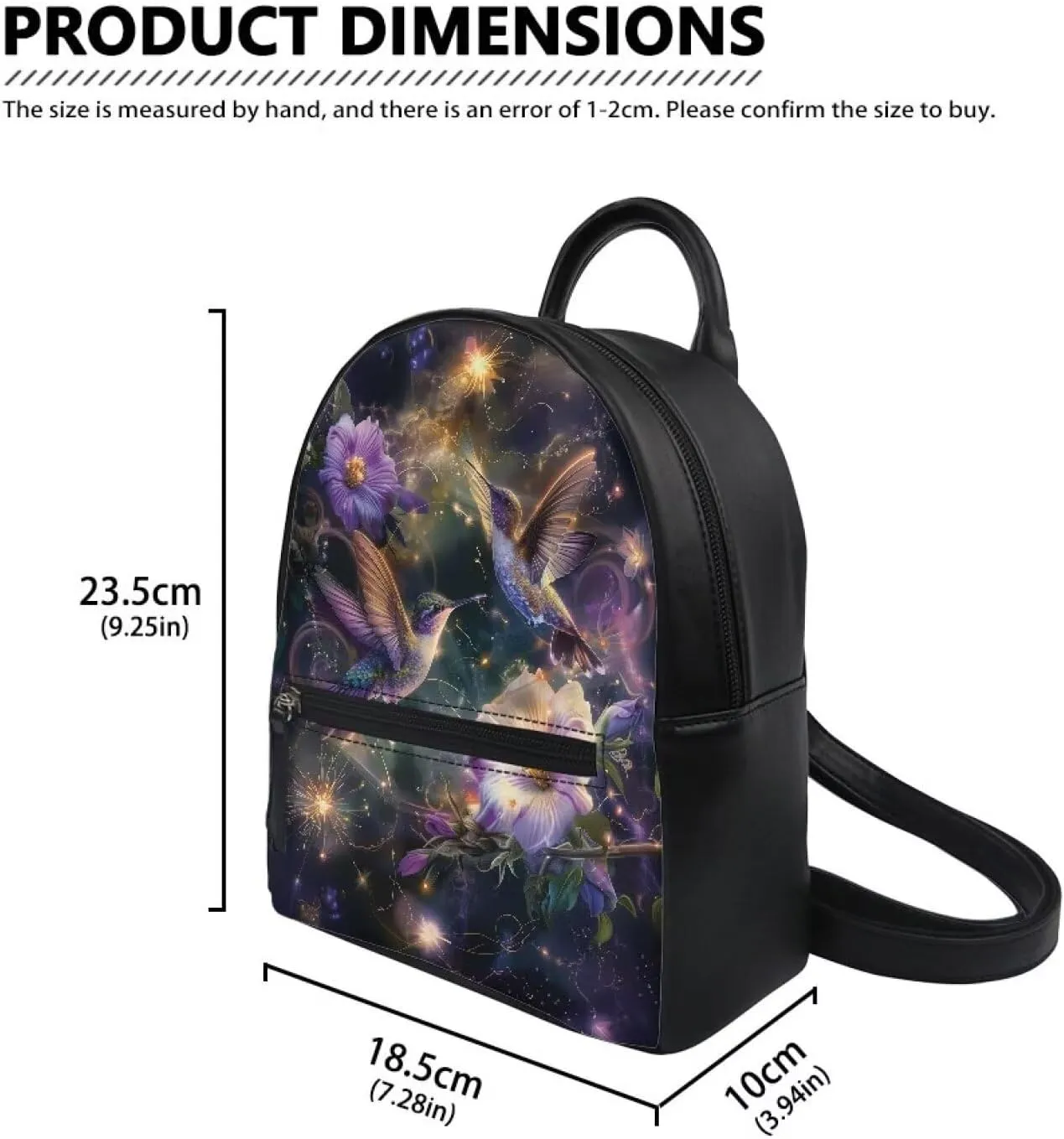 Hummingbird Mini Backpack for Women Casual Daypack Purse Leather Lightweight Small College School Bag Teen Girls Satchel Shoulder Bags with Adjustable Straps and Front Pocket