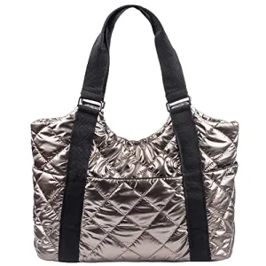 HunterBee Medium large Quilted Nylon Padding Tote Bag Waterproof Casual shoulder Handbags Lightweight Puffy for women nurse