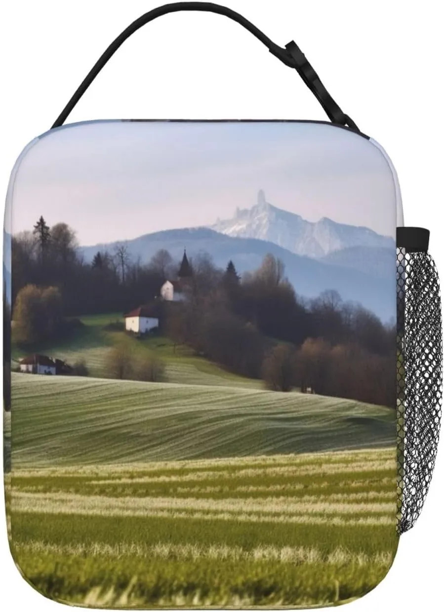 Insulated Lunch Bag for Men Women Reusable Lunch Box Slovenian Rural Landscape Lunchbox Leakproof Cooler Bags for Work Picnic