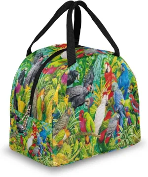 Insulated Lunch Bag for Women Men Colorful Parrot Paint Waterproof Thermal Tote Bag Reusable Lunch Box Container Lunch Holder Leakproof Lunch Cooler Bag Picnic Travel Work