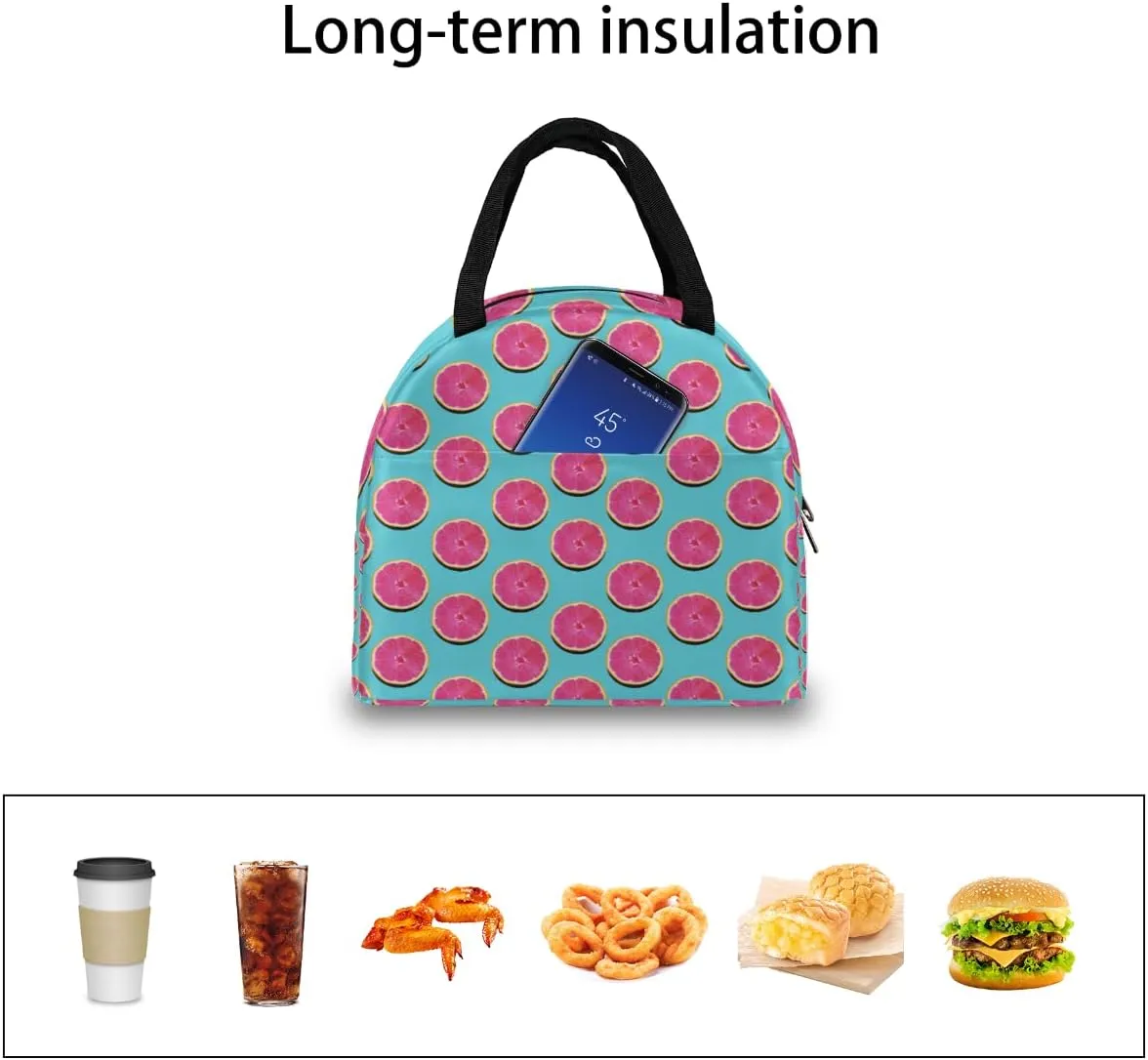 Insulated Lunch Bag for Women Men Grapefruit Pink Flesh Waterproof Thermal Tote Bag Reusable Lunch Box Container Lunch Holder Leakproof Lunch Cooler Bag Picnic Travel Work