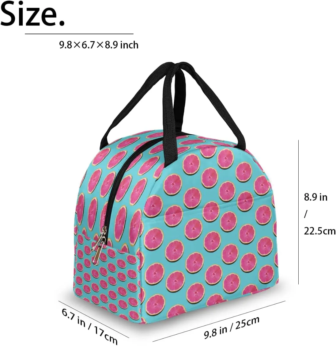 Insulated Lunch Bag for Women Men Grapefruit Pink Flesh Waterproof Thermal Tote Bag Reusable Lunch Box Container Lunch Holder Leakproof Lunch Cooler Bag Picnic Travel Work