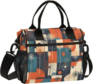 Insulated Lunch Bag Women - Teal Burst Symphony Dandelion Lunch Box for Men, Leak Resistant, Adjustable Shoulder Strap, Durability Nylon, for Work, Travel, Outdoor Activities