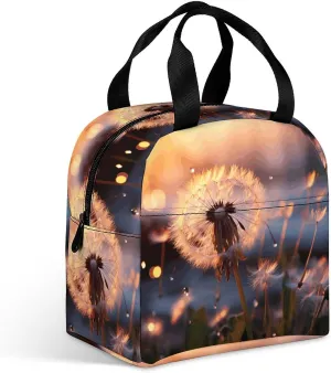 Insulated Lunch Bag,Dandelion Flower Print Lunch Tote Bag,leakproof Thermal Cooler Sack Food Handbags