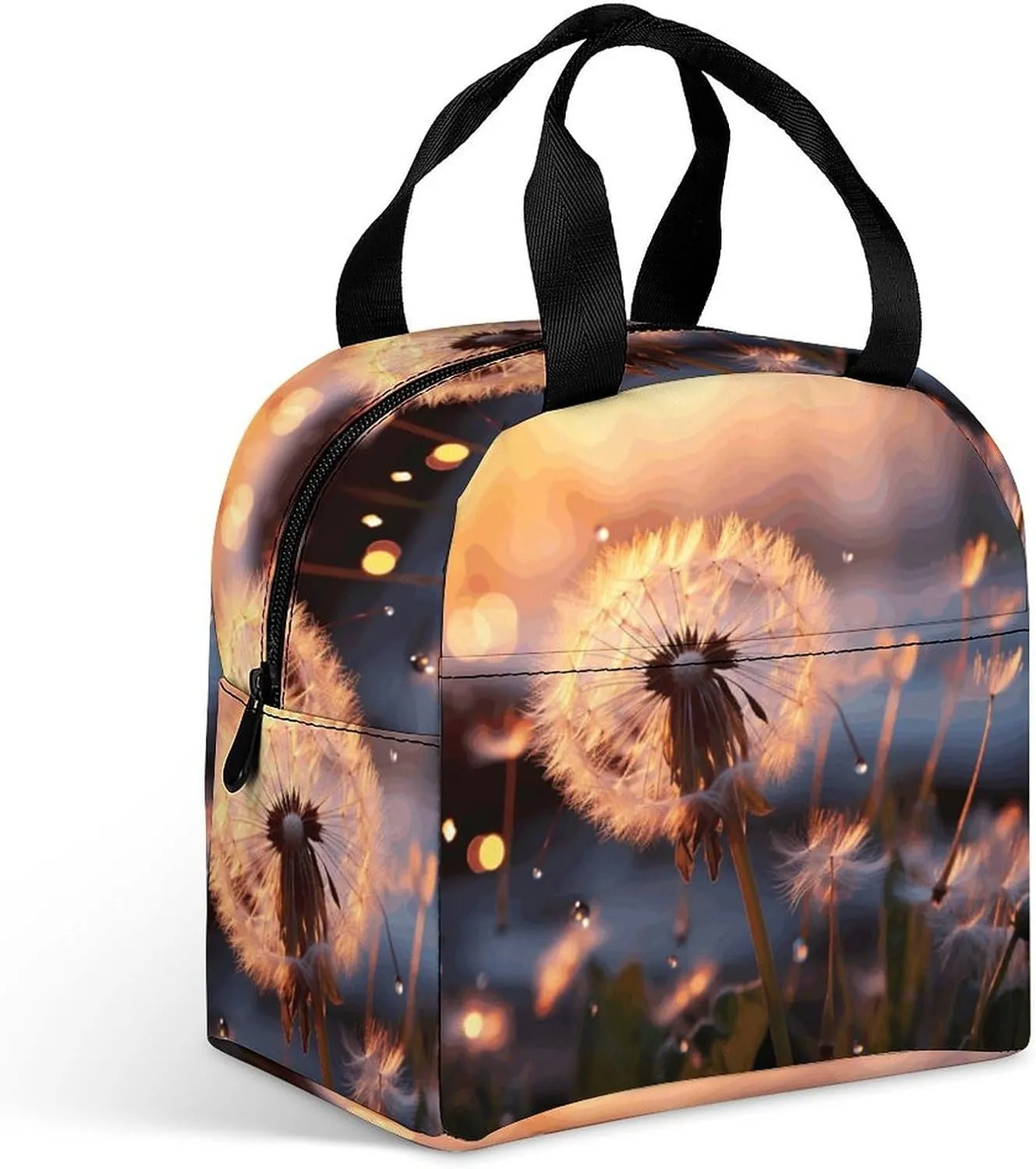 Insulated Lunch Bag,Dandelion Flower Print Lunch Tote Bag,leakproof Thermal Cooler Sack Food Handbags