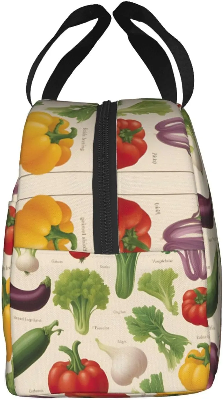 Introduction Of Various Vegetables Reusable Insulated Lunch Bag Cooler Tote Box Meal Prep For Men & Women Work Picnic Or Travel