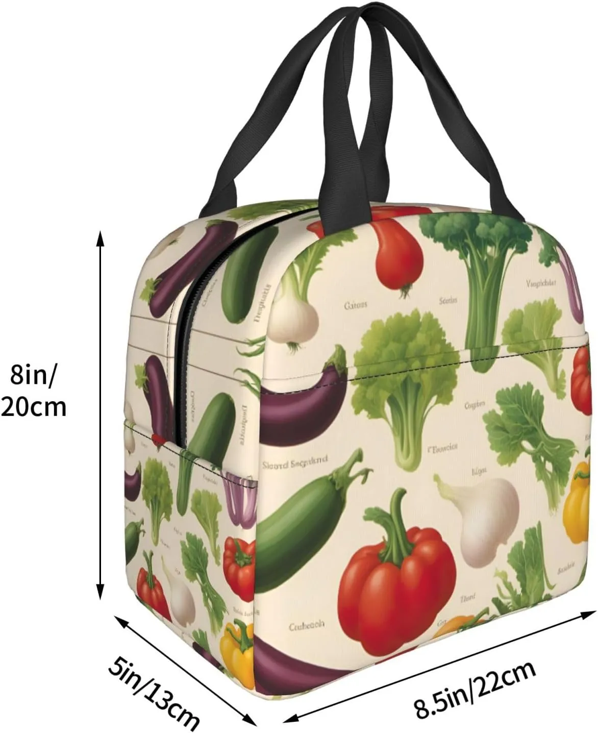 Introduction Of Various Vegetables Reusable Insulated Lunch Bag Cooler Tote Box Meal Prep For Men & Women Work Picnic Or Travel