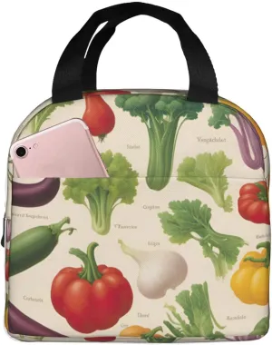 Introduction Of Various Vegetables Reusable Insulated Lunch Bag Cooler Tote Box Meal Prep For Men & Women Work Picnic Or Travel