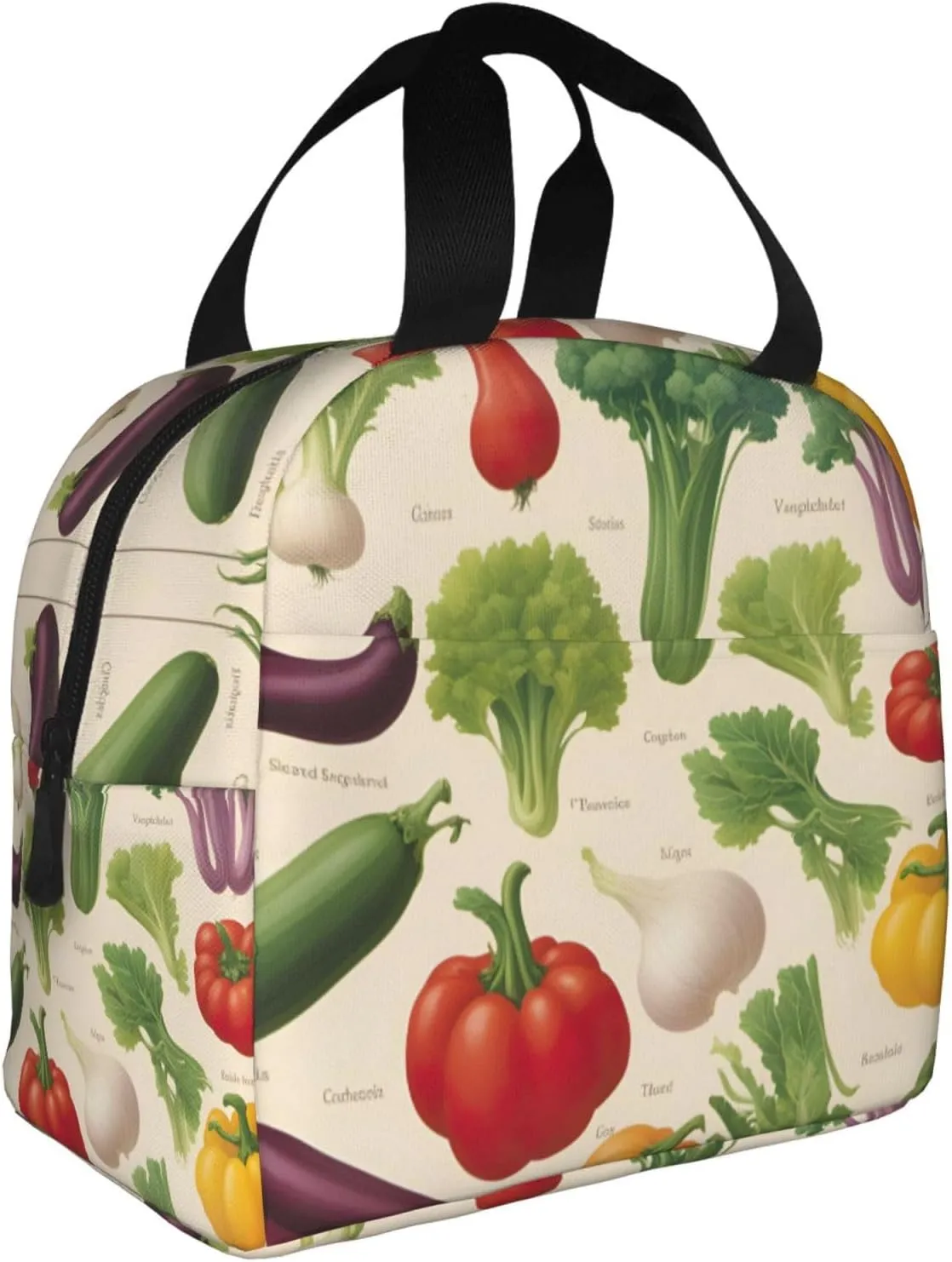 Introduction Of Various Vegetables Reusable Insulated Lunch Bag Cooler Tote Box Meal Prep For Men & Women Work Picnic Or Travel
