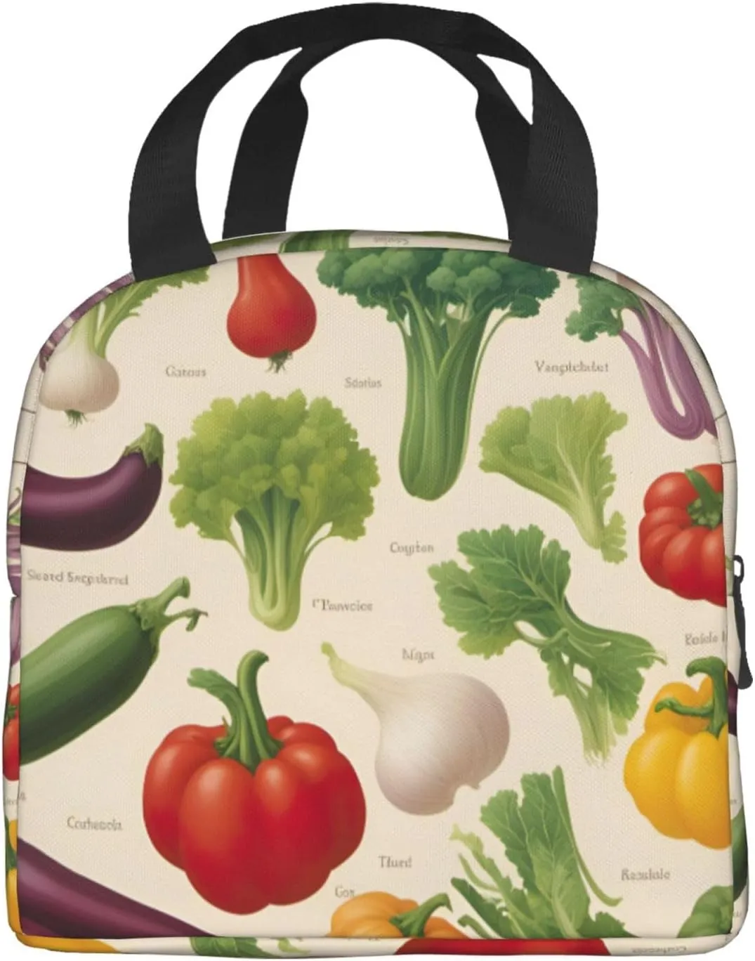 Introduction Of Various Vegetables Reusable Insulated Lunch Bag Cooler Tote Box Meal Prep For Men & Women Work Picnic Or Travel