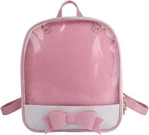Ita Backpack - Cute Candy Summer Beach Bag with Bowknot & Transparent Windows for DIY Decors