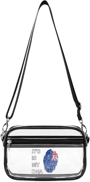 It's Is My DNA New Zealand Clear Stadium Bag Clear Mini Messenger Bags with 2 Compartments Crossbody Bag