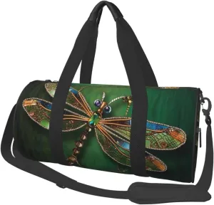 Jewel dragonfly Print Travel Duffel Bags With Pocket And Adjustable Strap Large Gym Bag Fashion Yoga Bag For Women Men