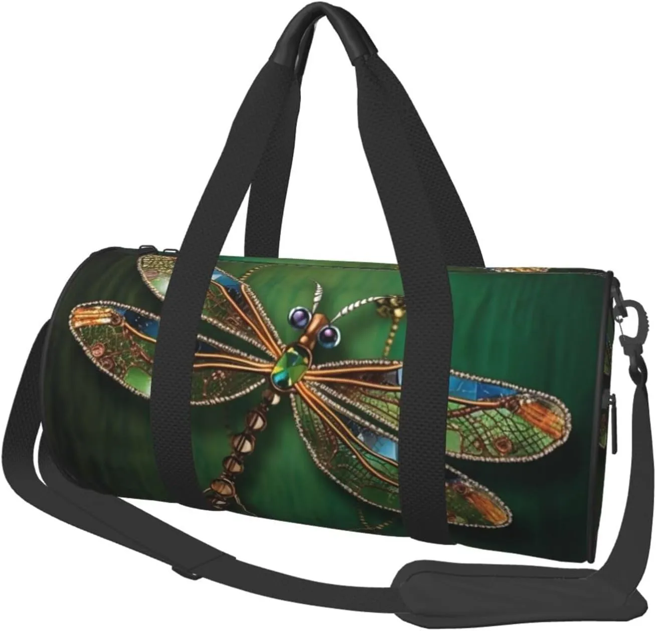 Jewel dragonfly Print Travel Duffel Bags With Pocket And Adjustable Strap Large Gym Bag Fashion Yoga Bag For Women Men