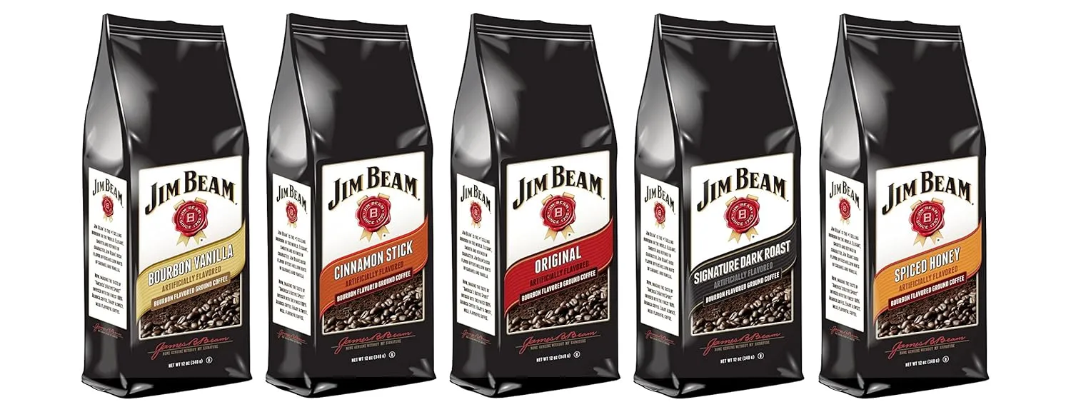 Jim Beam Bourbon Vanilla Bourbon Flavored Ground Coffee, 2 bags (12 oz ea.)