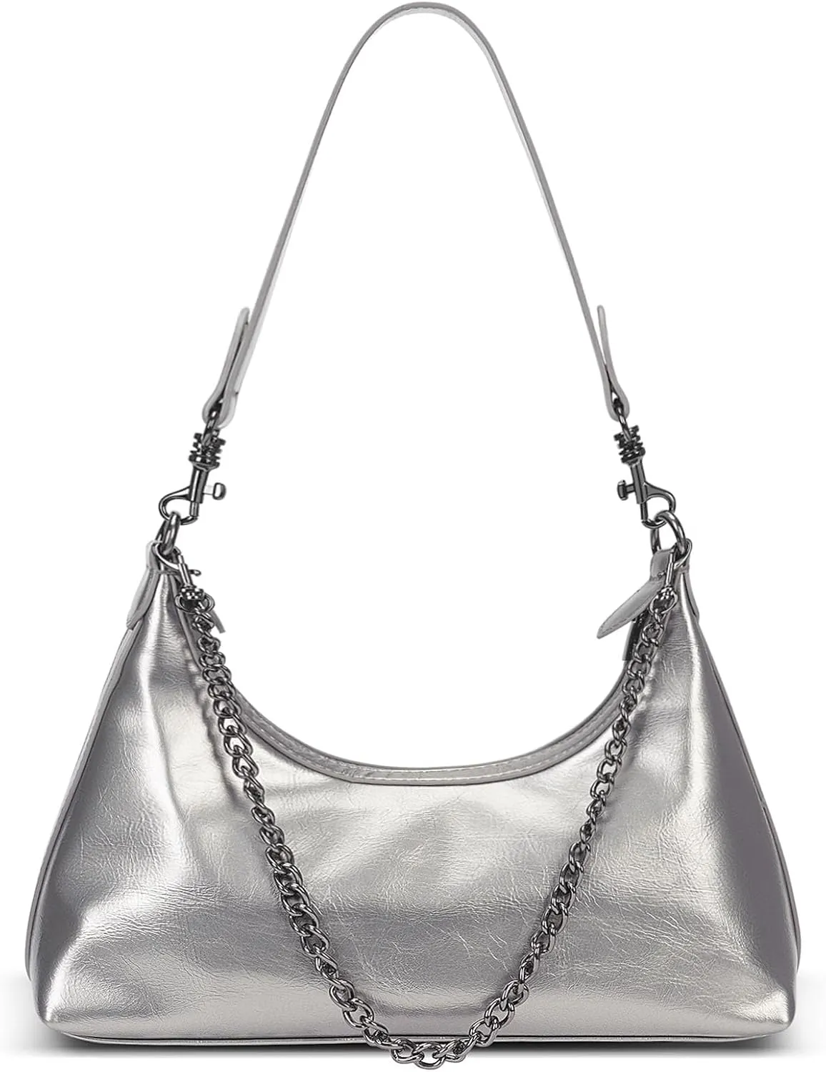 JQWSVE Crescent Shoulder Bags for Women Glossy Leather Hobo Handbag Trendy Crossbody Bag with Adjustable Strap