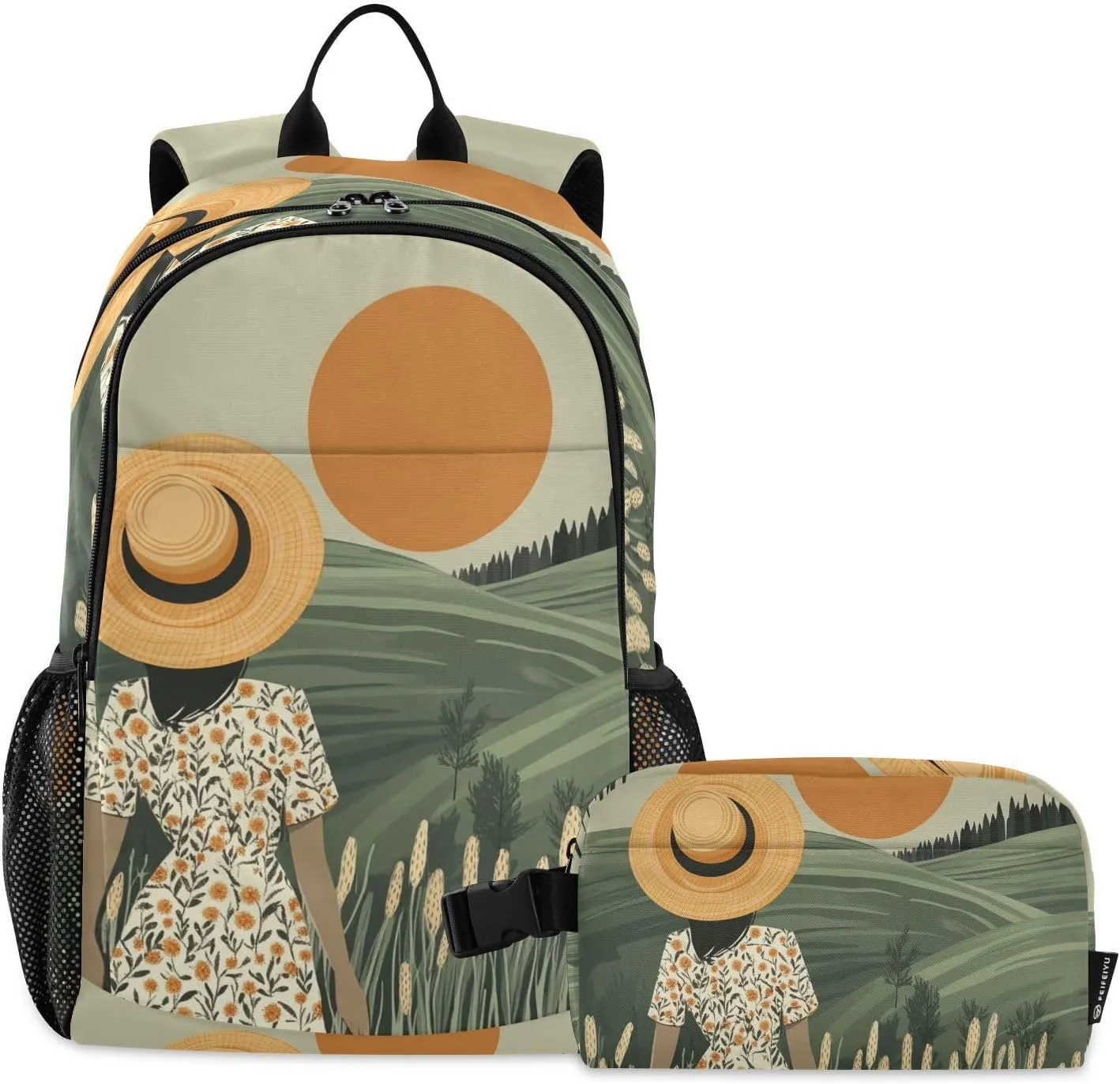 Kids Backpack Farmland School Bookbag with Lunch Bag for Boys Girls Preschool Kindergarten Elementary Laptop Daypack